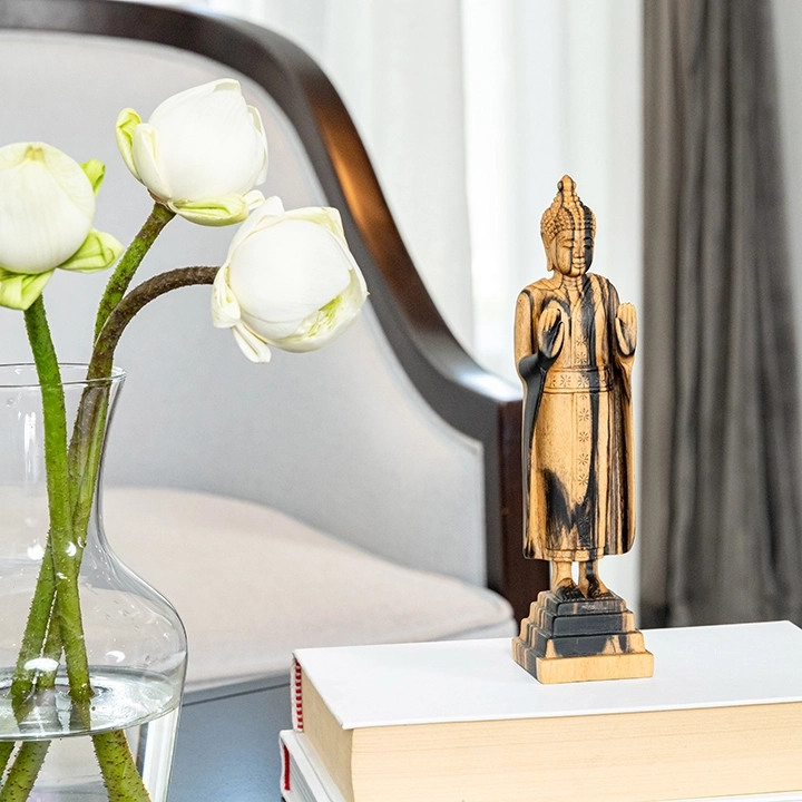 Chan Noy handcrafted Sacred Art, styled in an interior
