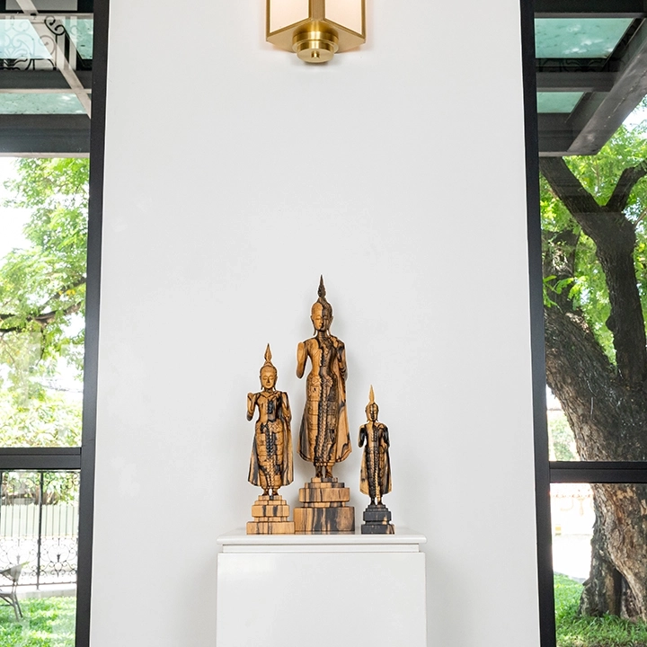 Chan handcrafted Sacred Art, styled in an interior