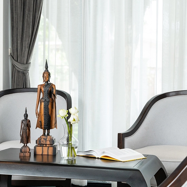 Ta Van handcrafted Sacred Art, styled in an interior