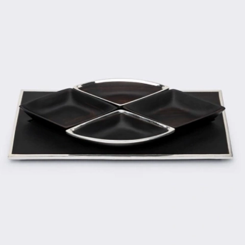Rombos handcrafted Condiment trays & trays, studio view
