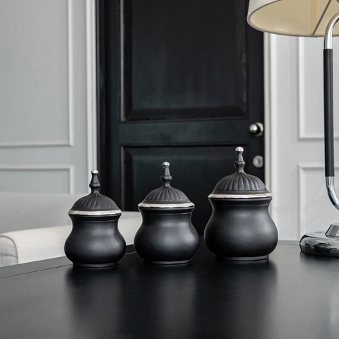 Holy handcrafted Boxes & Jars, styled in an interior