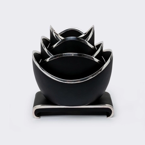 Lotus Dream Set with Stand handcrafted Bowls, studio view