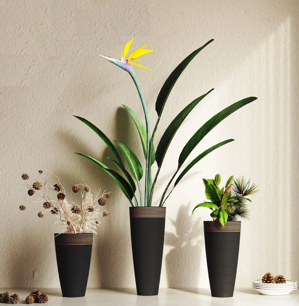 Handcrafted ebony wood vases by Caruso Creations